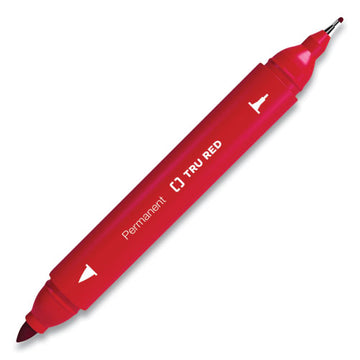 TRU RED™ Permanent Marker, Pen-style Twin-tip, Extra-fine-fine Bullet-needle Tips, Red, Dozen freeshipping - TVN Wholesale